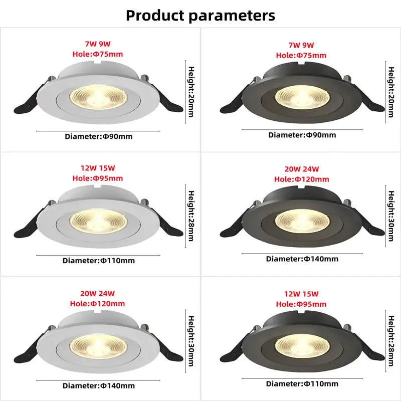 Minimalist ultra-thin spotlight LED embedded COB downlight suitable for thin ceiling household commercial wholesale price