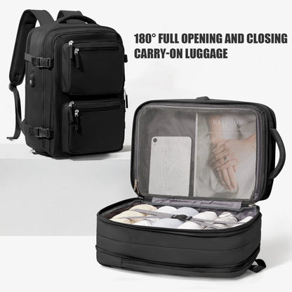 Large Travel Backpack for Men Women, Mochila De Viaje Carry on Backpack Flight Approved Luggage Laptop Backpack, Personal Item Travel Backpack Waterproof Morral De Viaje Suitcase Daypack Black
