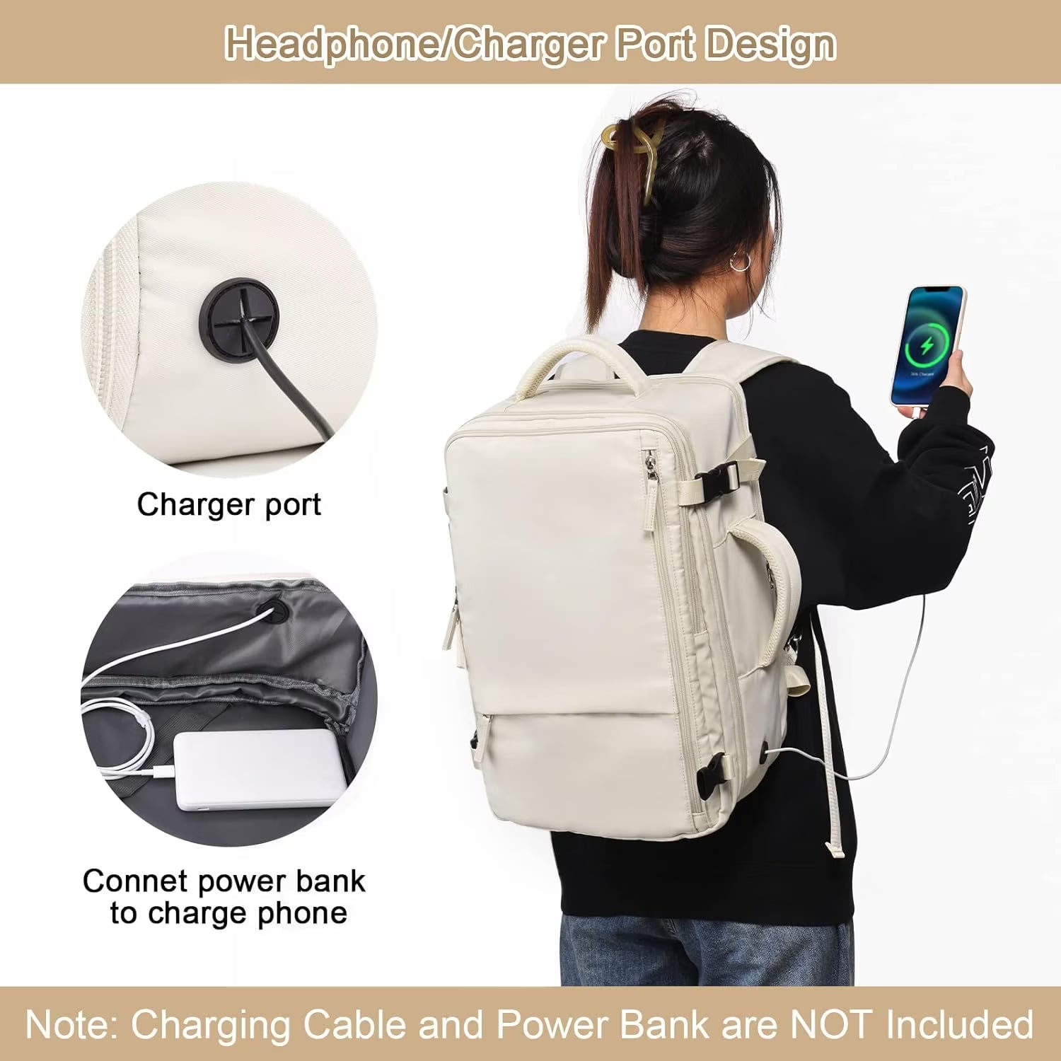 Travel Backpack, Carry-On Backpack for Men Women,Flight Approved,40L,Yellow