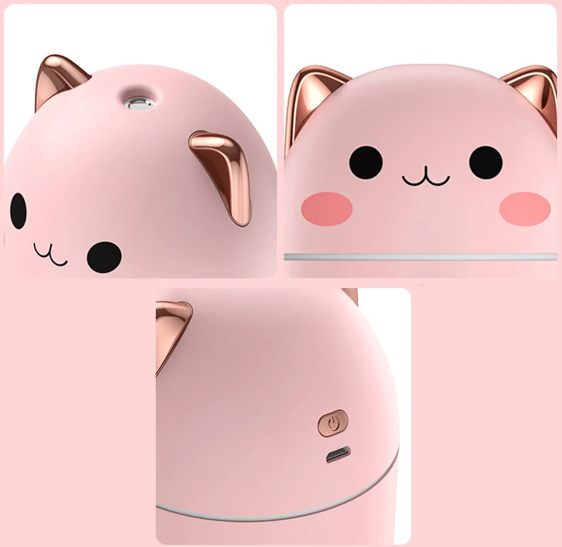 250ml Air Humidifier Cute Kawaiil Aroma Diffuser with Night Light Cool Mist for Bedroom Home Car Plants Purifier Humificador