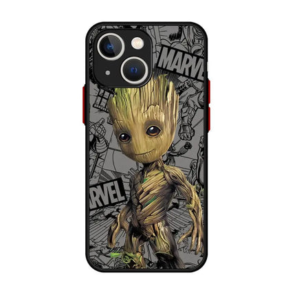Marvel Groot Cute Phone Case for iPhone 16 15 14 13 12 11 8 7 SE XR XS Max 12 Mini 16 Pro Max 15 Plus Cover Black Soft Shell