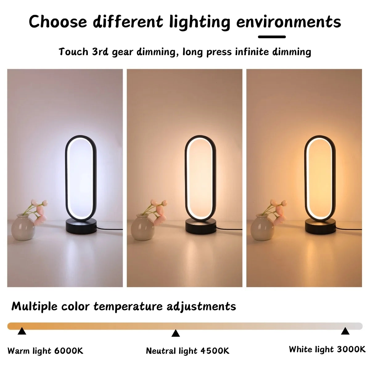 LED creative minimalist circular table lamp, Nordic modern bedroom bedside lamp, innovative European table lamp, study light