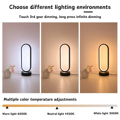 LED creative minimalist circular table lamp, Nordic modern bedroom bedside lamp, innovative European table lamp, study light