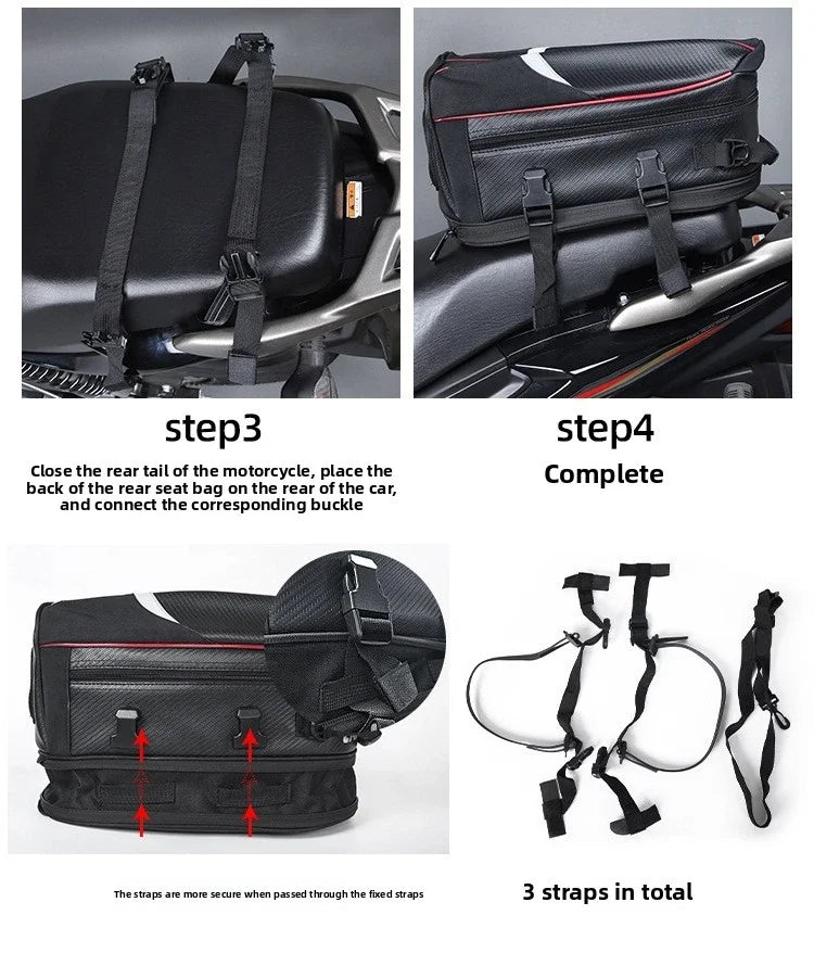 Motorbike Touring Luggage Multifunctional Hard Shell Tail Bag Waterproof Rear Seat Shoulder Crossbody For Motorcycle