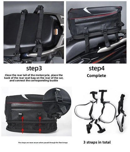 Motorbike Touring Luggage Multifunctional Hard Shell Tail Bag Waterproof Rear Seat Shoulder Crossbody For Motorcycle