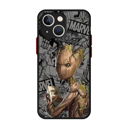 Marvel Groot Cute Phone Case for iPhone 16 15 14 13 12 11 8 7 SE XR XS Max 12 Mini 16 Pro Max 15 Plus Cover Black Soft Shell