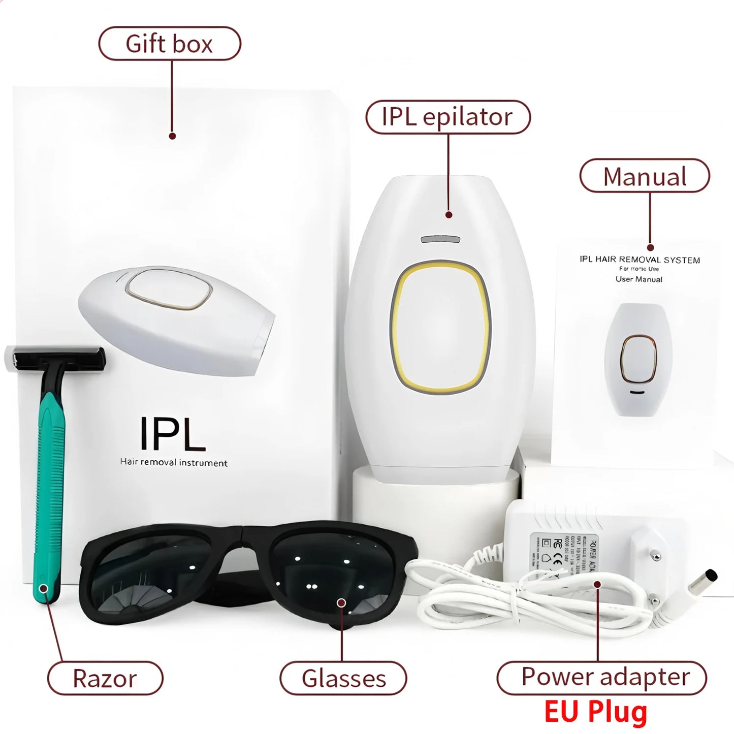 Ipl Hair Removal Laser Epilator 500000 Fast Flash Hair Remover Painless Permanent Photoepilator Whole Body Treament For Women
