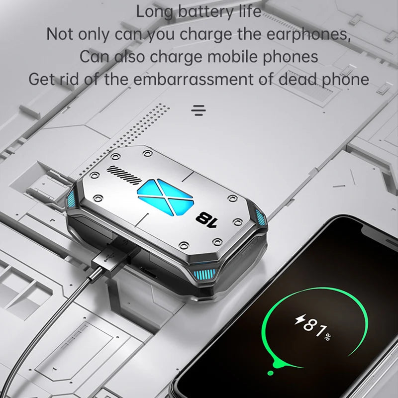 #M41 Bluetooth Earphones Wireless Headphones Smart Touch Digital Display Stereo Sound Earbuds With Colour Light Magnetic Suction