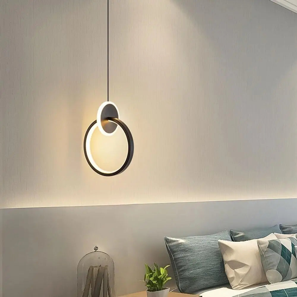 Modern Minimalist LED Interlocking Rings Pendant Light, Adjustable Acrylic & Iron Metal Hanging Lamp, Dimmable 3 Color Temperatu