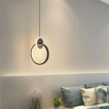 Modern Minimalist LED Interlocking Rings Pendant Light, Adjustable Acrylic & Iron Metal Hanging Lamp, Dimmable 3 Color Temperatu