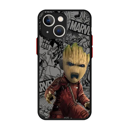 Marvel Groot Cute Phone Case for iPhone 16 15 14 13 12 11 8 7 SE XR XS Max 12 Mini 16 Pro Max 15 Plus Cover Black Soft Shell