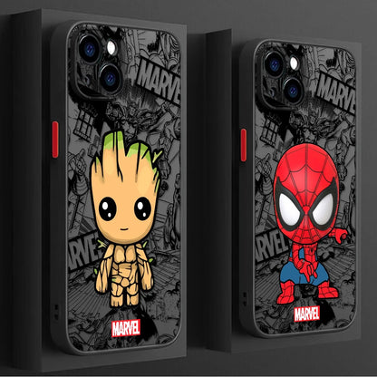 Marvel Groot Spiderman Cartoon Case for iPhone 17 16 Pro 15 17 Pro Max 14 13 12 11 XS 14 Pro Max 16 Plus 14Pro XR 12Pro Cover
