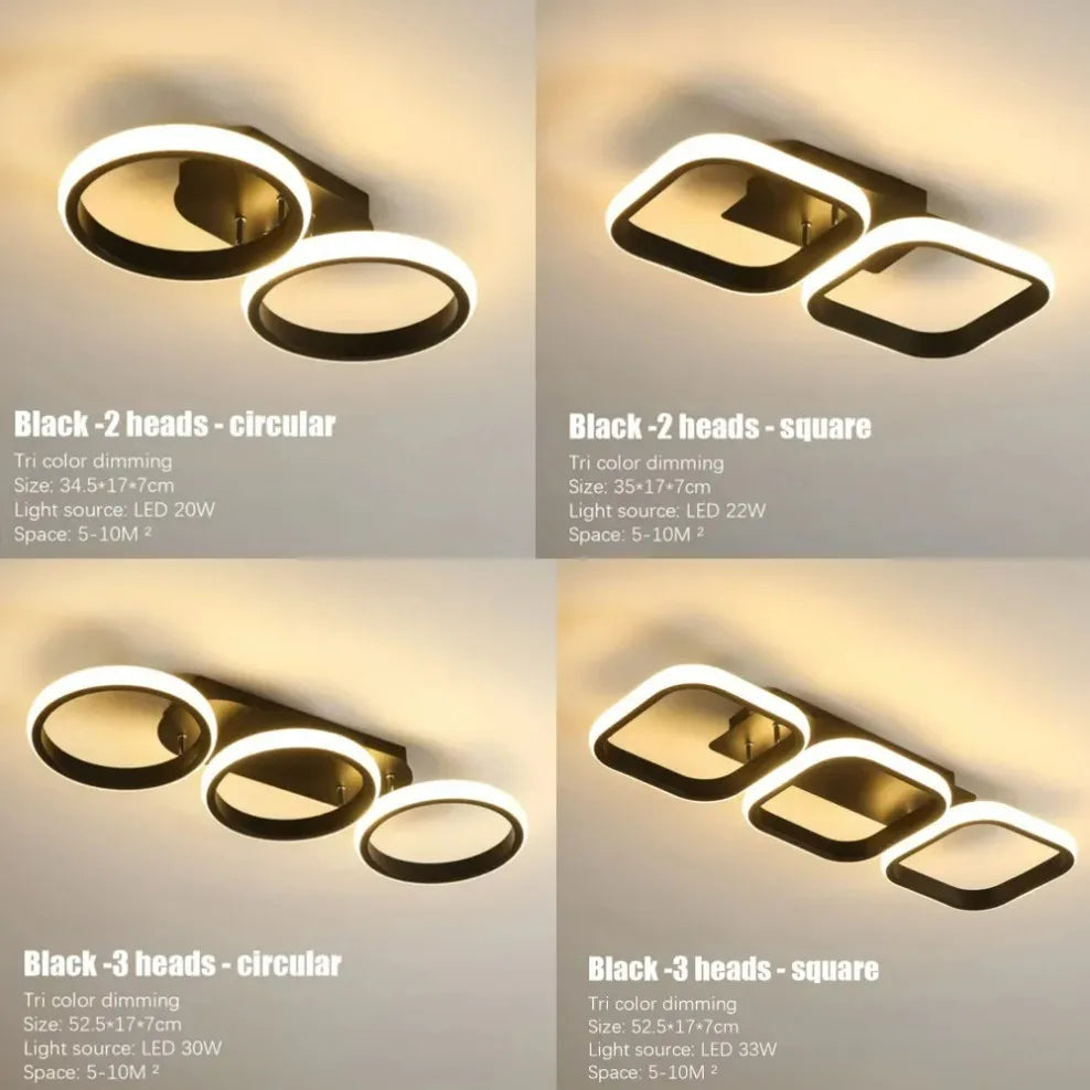 LED Ceiling Lamp Minimalist Home Decor Fixtures Modern LED Double Round Black Ceiling Lights White Light/warm Ligh/Neutral light