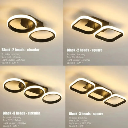LED Ceiling Lamp Minimalist Home Decor Fixtures Modern LED Double Round Black Ceiling Lights White Light/warm Ligh/Neutral light
