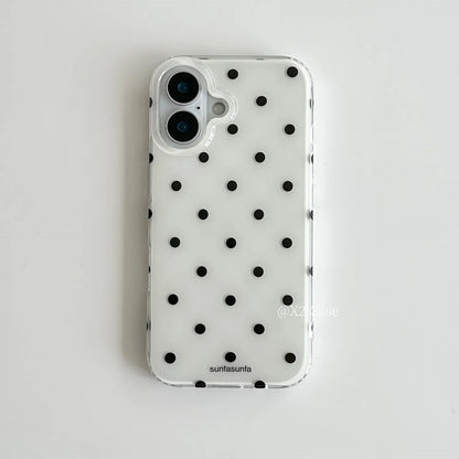 Minimalist Black And White Polka Dots Phone Case For iPhone 17 16 15 14 13 12 11 Pro MAX Plus Y2K Shockproof Dustproof Cover
