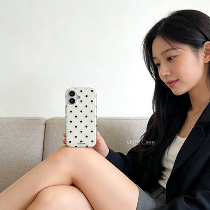 Minimalist Black And White Polka Dots Phone Case For iPhone 17 16 15 14 13 12 11 Pro MAX Plus Y2K Shockproof Dustproof Cover