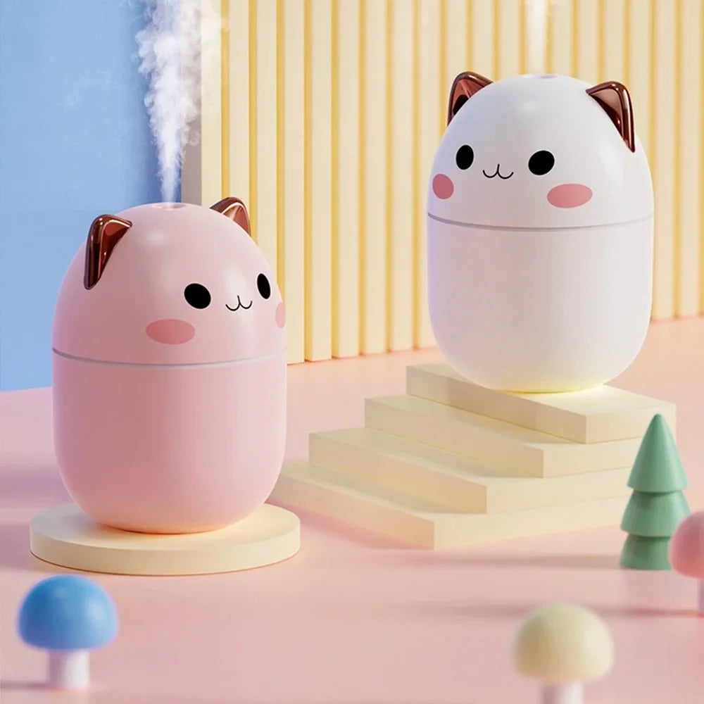 250ml Air Humidifier Cute Kawaiil Aroma Diffuser with Night Light Cool Mist for Bedroom Home Car Plants Purifier Humificador