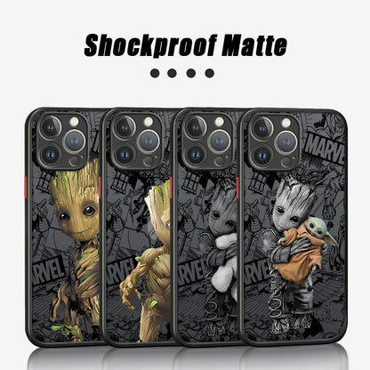 Marvel Groot Cute Phone Case for iPhone 16 15 14 13 12 11 8 7 SE XR XS Max 12 Mini 16 Pro Max 15 Plus Cover Black Soft Shell