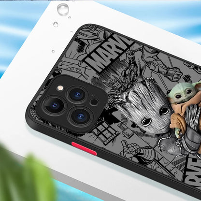 Marvel Groot Cute Phone Case for iPhone 16 15 14 13 12 11 8 7 SE XR XS Max 12 Mini 16 Pro Max 15 Plus Cover Black Soft Shell