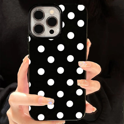 Fashionable Polka Dots Printed Black Phone Case For iPhone 16 17 Pro 15 14 13 12 11 Pro Max 7 8 Plus 16E Shockproof Soft Cover