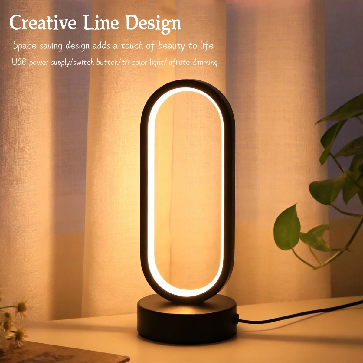 LED creative minimalist circular table lamp, Nordic modern bedroom bedside lamp, innovative European table lamp, study light