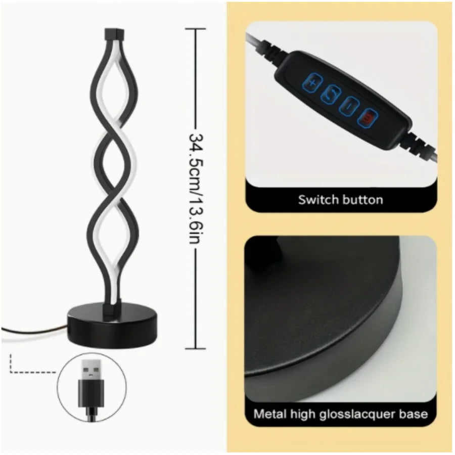 1PC Minimalist Vertical Twist LED Lamp - USB Powered Decorative Night Light for Modern Interiors