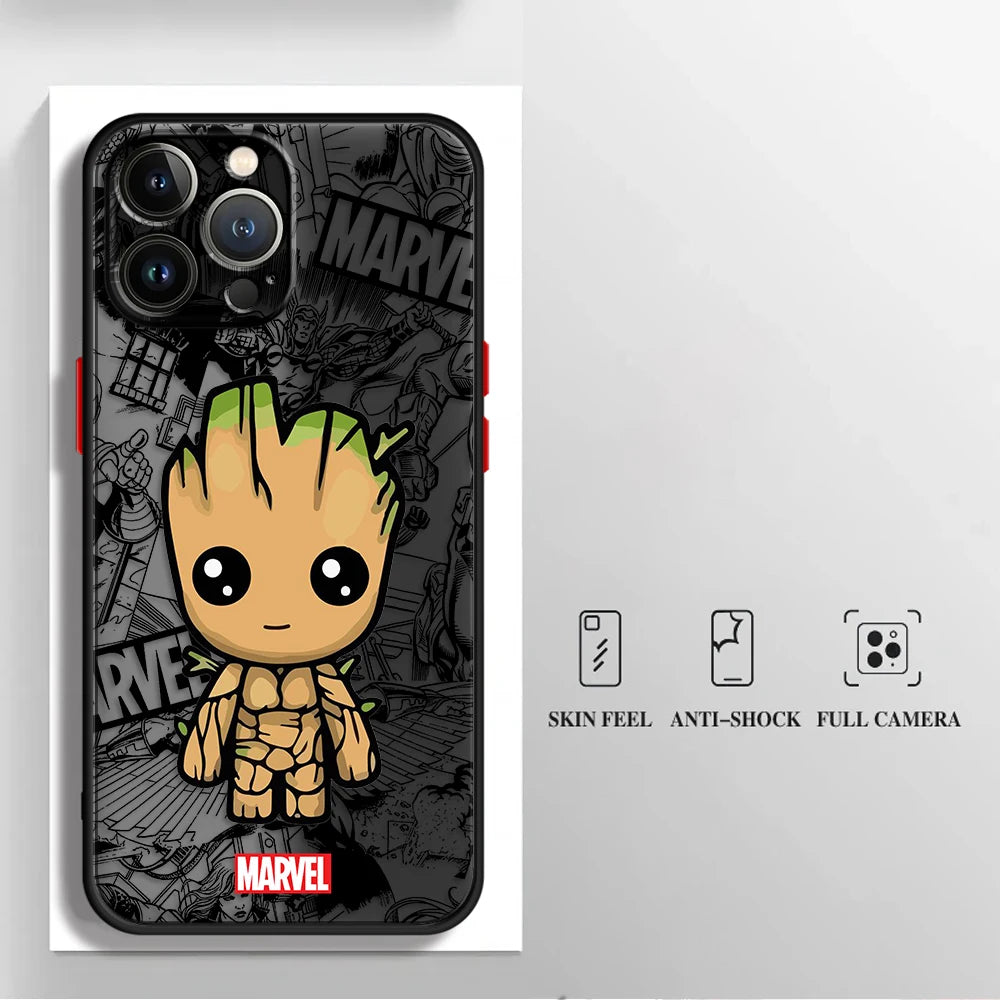 Marvel Groot Spiderman Cartoon Case for iPhone 17 16 Pro 15 17 Pro Max 14 13 12 11 XS 14 Pro Max 16 Plus 14Pro XR 12Pro Cover
