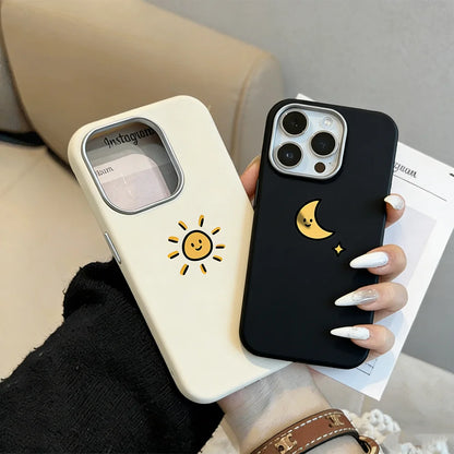 Moon and Sun Couple Paired Phone Case For iPhone 17 16 15 Pro Max Plus 15 14 Pro 13 12 11 7 8 SE 16E XR XS Cases Anti Fall Funda