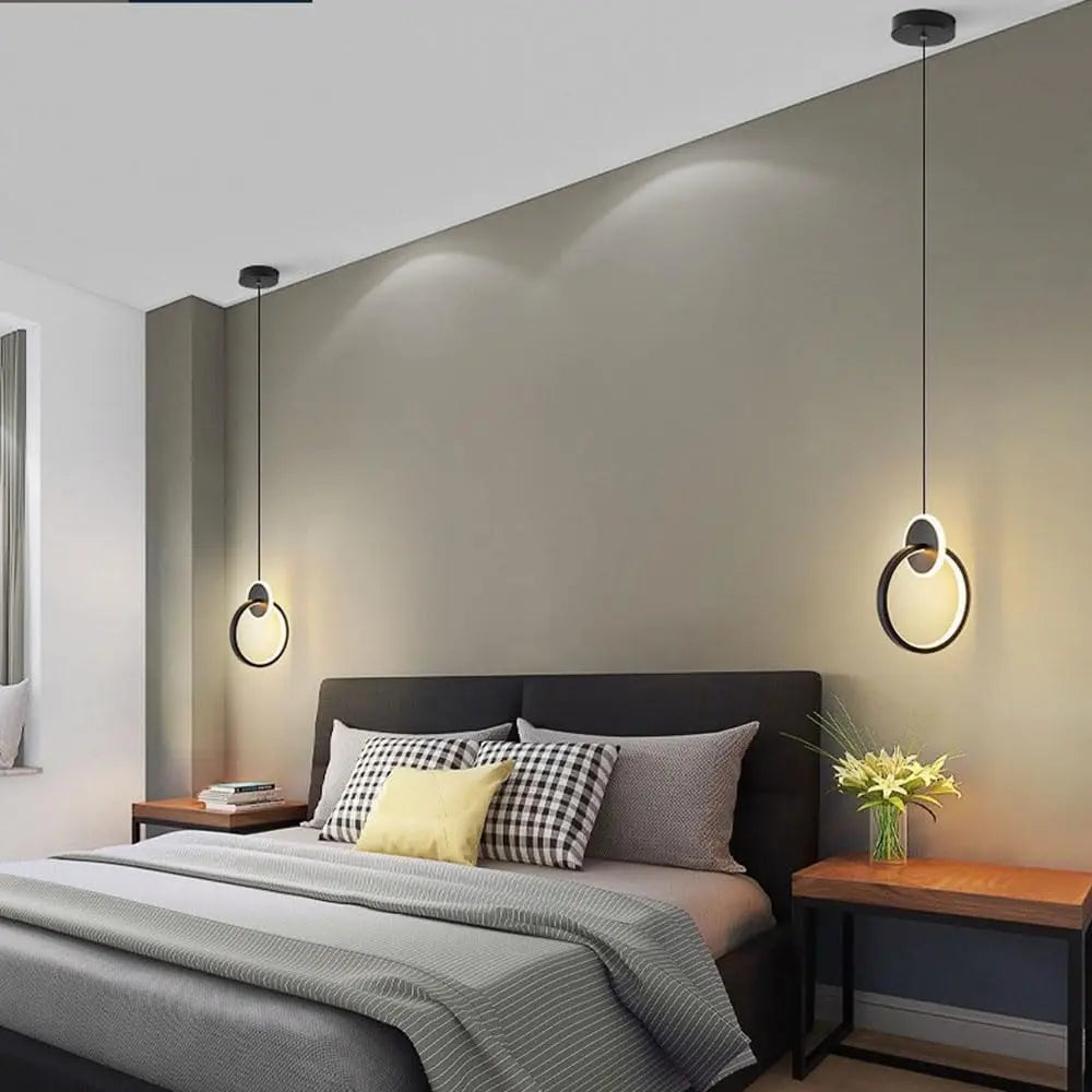 Modern Minimalist LED Interlocking Rings Pendant Light, Adjustable Acrylic & Iron Metal Hanging Lamp, Dimmable 3 Color Temperatu