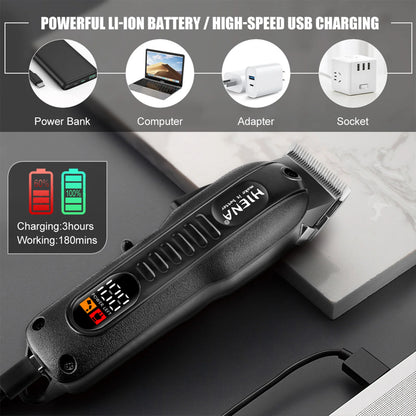 HYN-222 Professional Hair Clippers 5V1A Rechargeable Hair Trimmer Stainless Steel Blade Black Washable Head For Men Styling Tool