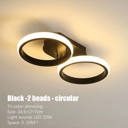 LED Ceiling Lamp Minimalist Home Decor Fixtures Modern LED Double Round Black Ceiling Lights White Light/warm Ligh/Neutral light