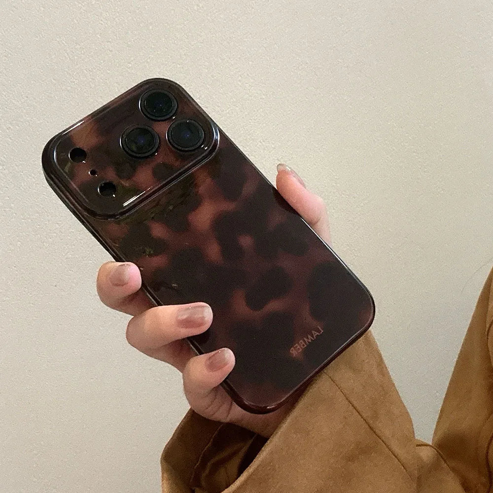 Amber Retro Leopard Print Phone Case For iPhone 17 16 15 14 13 12 11 Pro Max 15 Plus 17Air Shockproof Dustproof Soft Back Cover