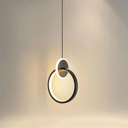 Modern Minimalist LED Interlocking Rings Pendant Light, Adjustable Acrylic & Iron Metal Hanging Lamp, Dimmable 3 Color Temperatu