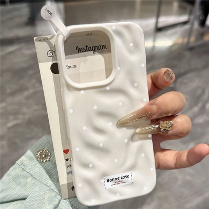 Couples Polka Dots Korean Phone Case For iPhone 17 16 15 14 13 12 11 Pro Max 13 14 15 Plus 17 Air Wrinkle Wave Silicone Cover