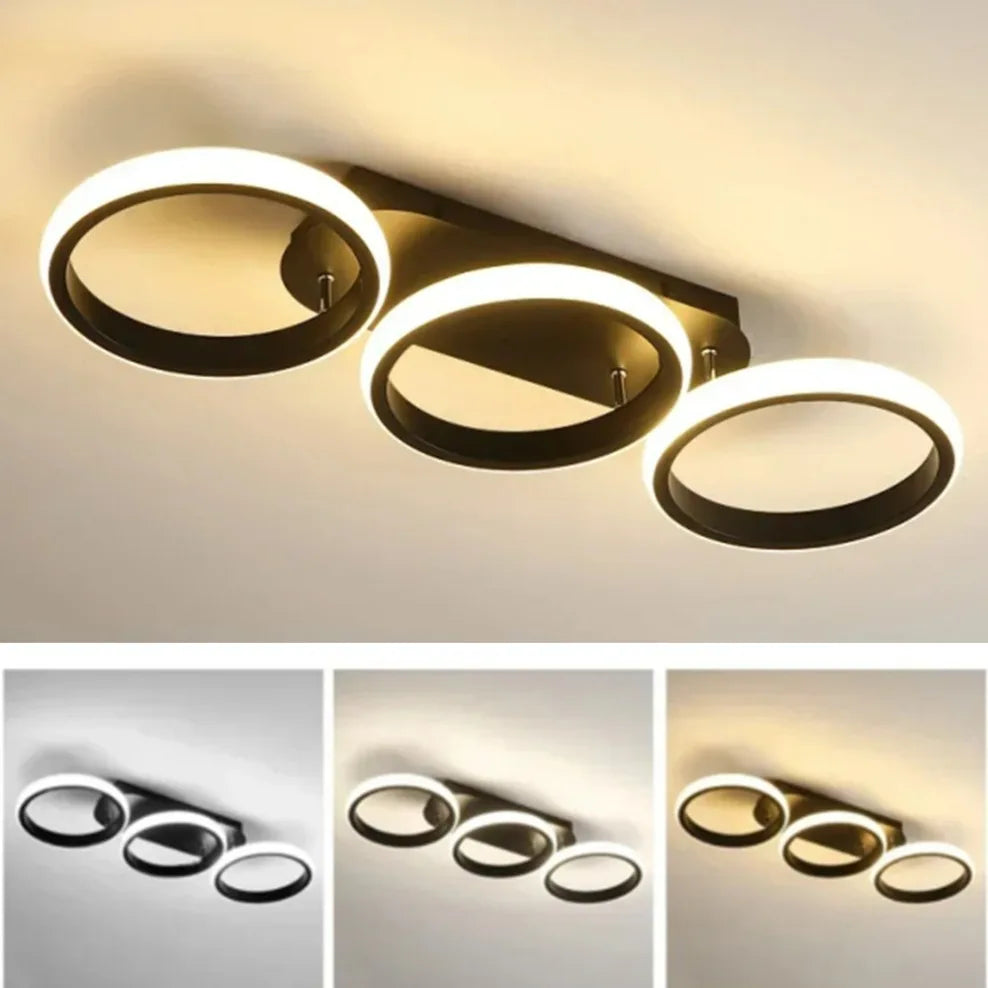 LED Ceiling Lamp Minimalist Home Decor Fixtures Modern LED Double Round Black Ceiling Lights White Light/warm Ligh/Neutral light