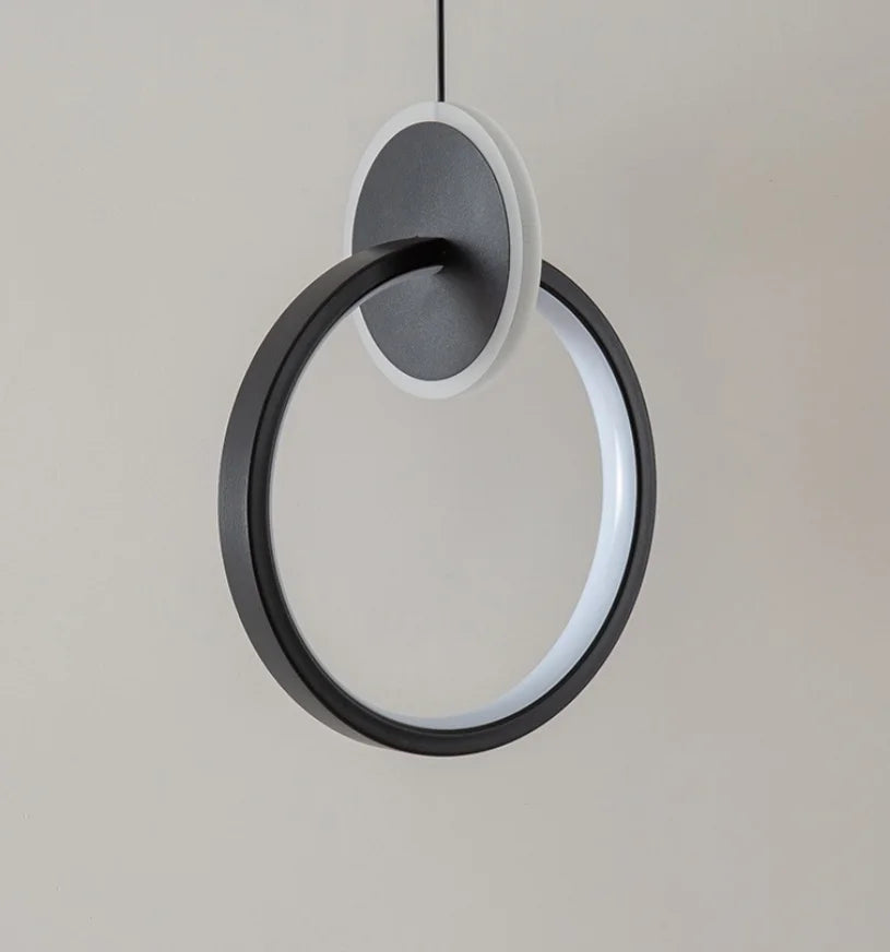 Modern Minimalist LED Interlocking Rings Pendant Light, Adjustable Acrylic & Iron Metal Hanging Lamp, Dimmable 3 Color Temperatu