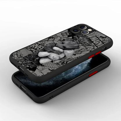 Marvel Groot Cute Phone Case for iPhone 16 15 14 13 12 11 8 7 SE XR XS Max 12 Mini 16 Pro Max 15 Plus Cover Black Soft Shell