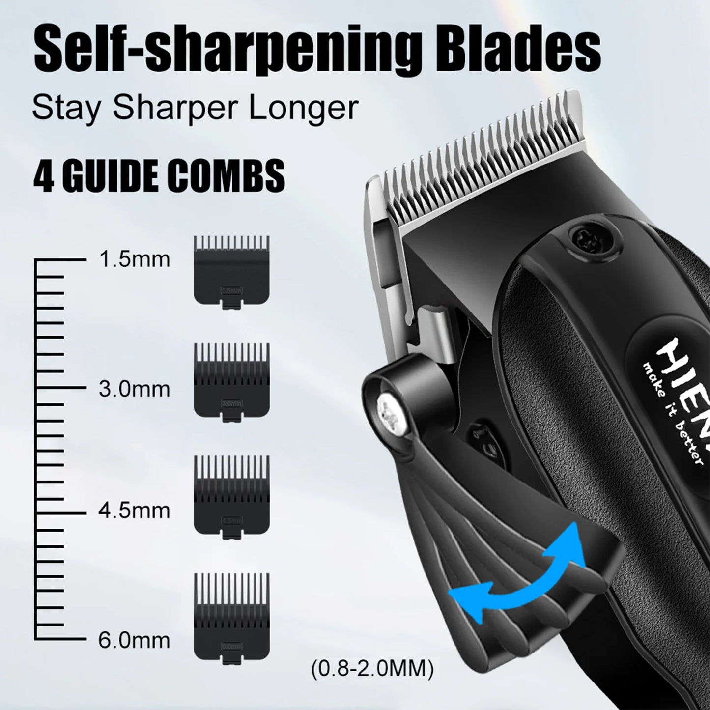 HYN-222 Professional Hair Clippers 5V1A Rechargeable Hair Trimmer Stainless Steel Blade Black Washable Head For Men Styling Tool