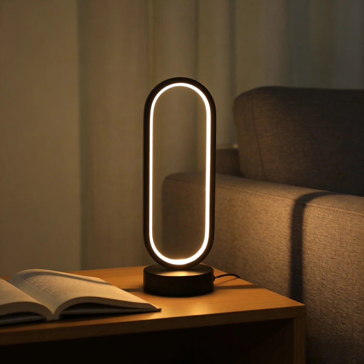 LED creative minimalist circular table lamp, Nordic modern bedroom bedside lamp, innovative European table lamp, study light
