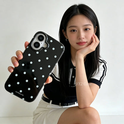 Minimalist Black And White Polka Dots Phone Case For iPhone 17 16 15 14 13 12 11 Pro MAX Plus Y2K Shockproof Dustproof Cover