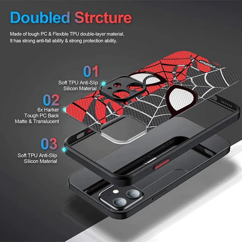 Marvel Spider Man Cool Phone Phone Case for iPhone 17 Air 15 16E 16 14 13 12 11 Pro Max XR 7 8 Plus SE 2020 Matte PC Back Cover