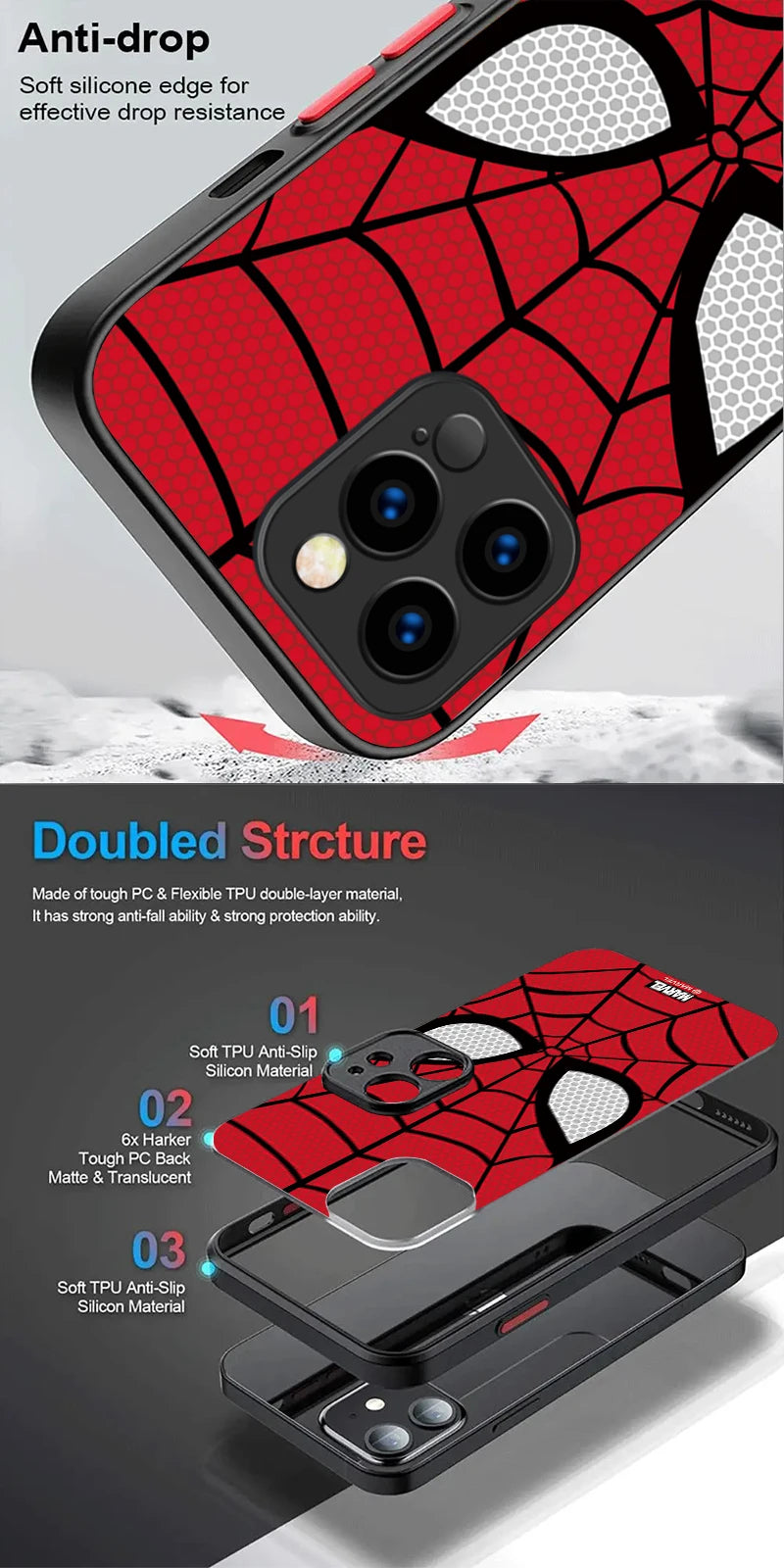 Marvel Spider Man Cool Phone Phone Case for iPhone 17 Air 15 16E 16 14 13 12 11 Pro Max XR 7 8 Plus SE 2020 Matte PC Back Cover