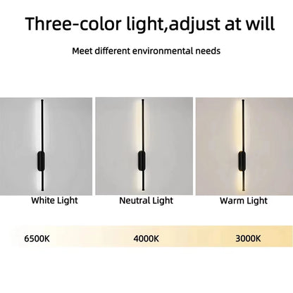 Modern Creative Strip Led Wall Lamp 3 colors Minimalist Bedroom Bedside Wall Sconce  Living Room TV Sofa Background Wall Lamp