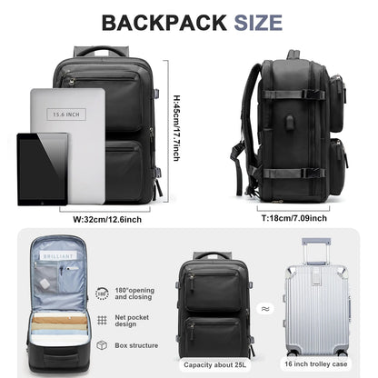 Large Travel Backpack for Men Women, Mochila De Viaje Carry on Backpack Flight Approved Luggage Laptop Backpack, Personal Item Travel Backpack Waterproof Morral De Viaje Suitcase Daypack Black