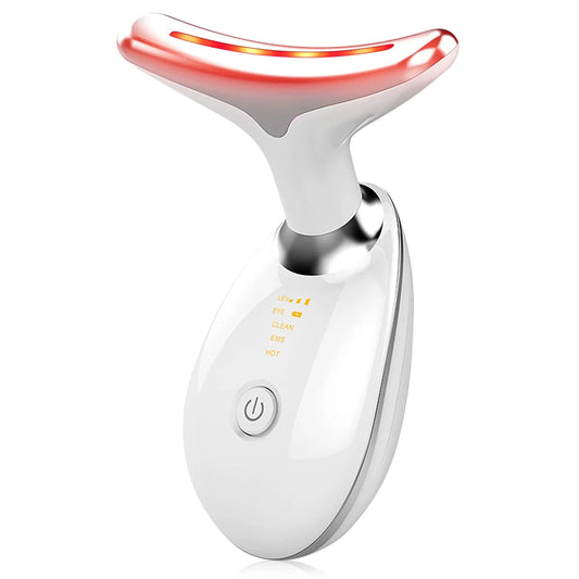Firming Removal Device for Neck Face, Facial and Neck Massage Kit, Double Chin Reducer Vibration Massager for Skin Care,Improve, Firm, and Smooth, White